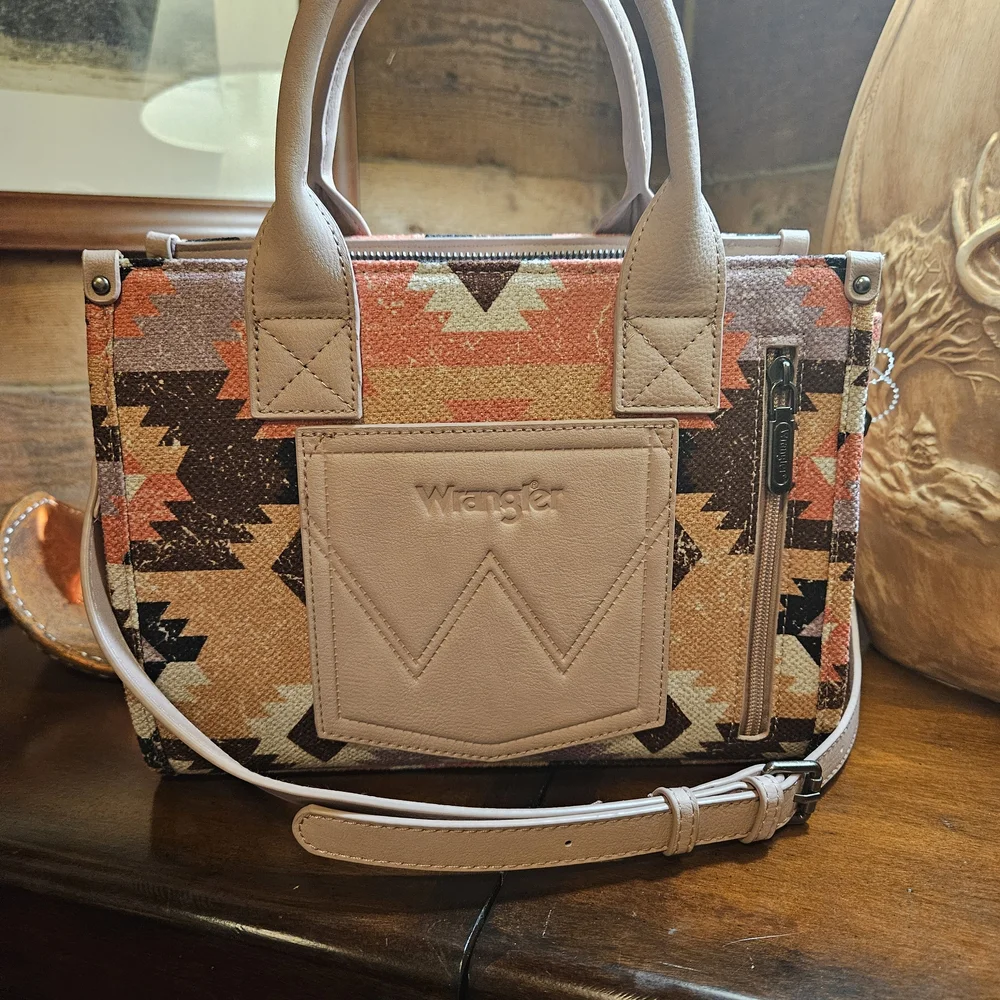 Wrangler Pink and Brown Patterned Women's Bag